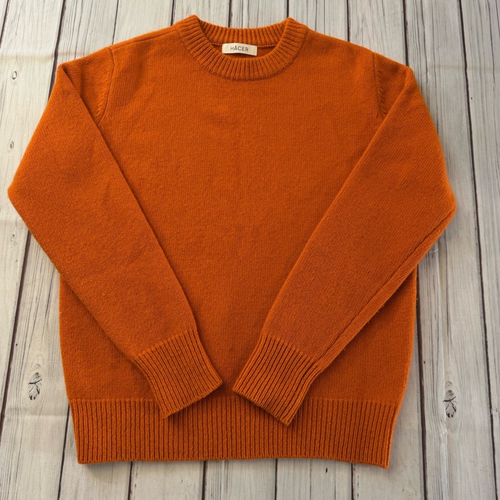 HACER Cashmere Wool Sweater Orange Minimalist Knit Made In Korea Medium‎